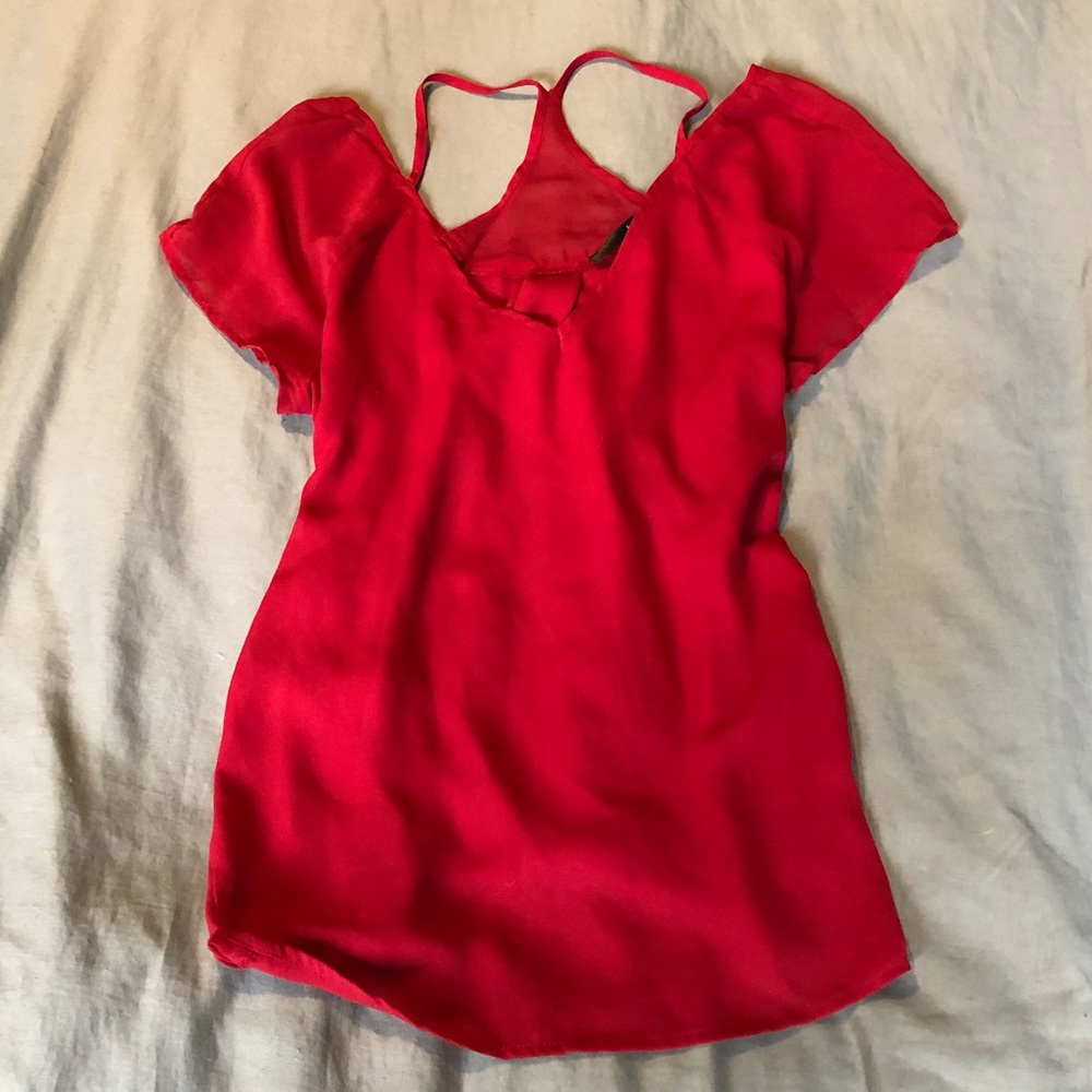 Red cap sleeve blouse